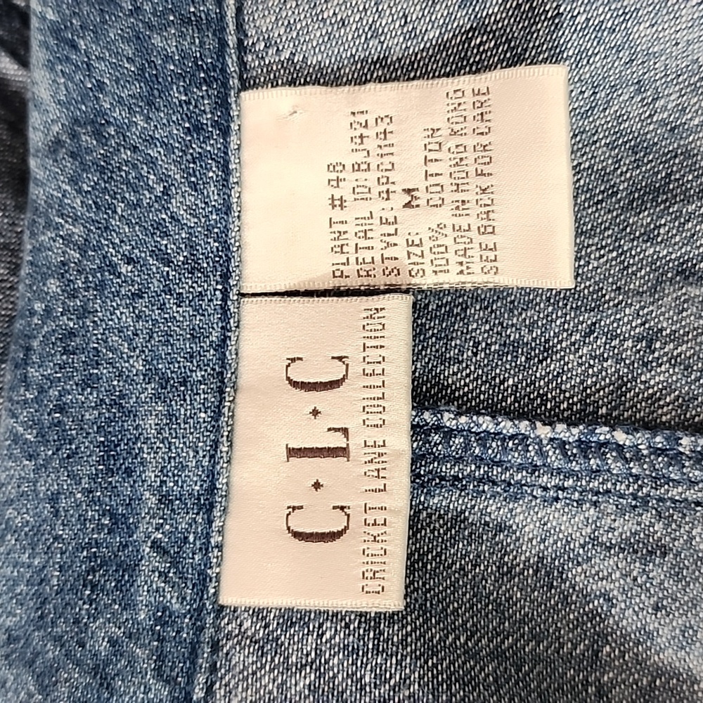 C.L C. Top 100% Cotton Denim Embroidered Floral Stitching Detail Blue Size M - Picture 16 of 17